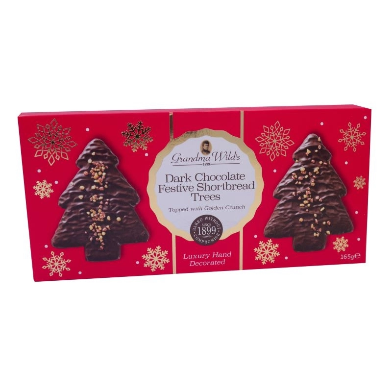 Biscuiți Shortbread Christmas Tree cu ciocolată neagră Grandma Willd's 165G 0